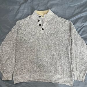 G.H. Bass & Co 1/4 Button Pullover Knit Sweater Stone Size Medium